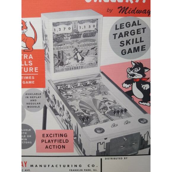 Target Gallery Baseball Pinball Machine Promo Art Original 1962 Pitch And Bat - Picture 3 of 4